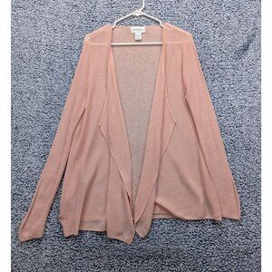 Peck & Peck Open Front Cardigan Size M Lightweight Knit Boho Office Pastel Pink